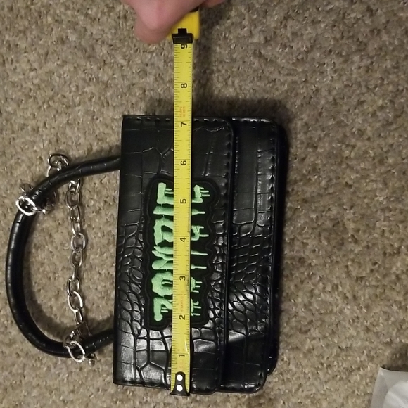 Y2K Punk Zombie Black Crocodile Print Patient Leather Sholder Bag! New! - Picture 13 of 13